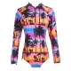 Stylish Floral Print Long Sleeve Zipper One-Piece Wetsuit Swimwear Stylish Floral Print Long Sleeve Zipper One-Piece Wetsuit Swimwear