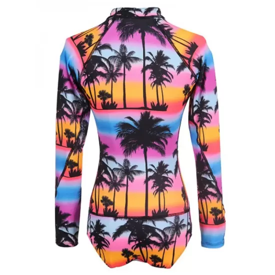 Stylish Floral Print Long Sleeve Zipper One-Piece Wetsuit Swimwear Stylish Floral Print Long Sleeve Zipper One-Piece Wetsuit Swimwear
