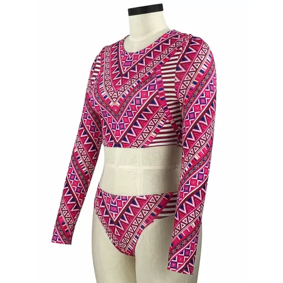 Ethnic Printed Long Sleeve Split Wetsuit Ethnic Printed Long Sleeve Split Wetsuit