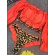 Off-The-Shoulder Pleated Split-Joint Leopard Print Brazilian Wetsuit Off-The-Shoulder Pleated Split-Joint Leopard Print Brazilian Wetsuit