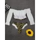 Off-The-Shoulder Pleated Split-Joint Leopard Print Brazilian Wetsuit Off-The-Shoulder Pleated Split-Joint Leopard Print Brazilian Wetsuit