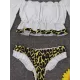 Off-The-Shoulder Pleated Split-Joint Leopard Print Brazilian Wetsuit Off-The-Shoulder Pleated Split-Joint Leopard Print Brazilian Wetsuit