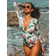 Floral-Print Long Sleeve Zipper Wetsuit Floral-Print Long Sleeve Zipper Wetsuit