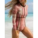 Long Sleeve Ethnic Print Round-Neck Zipper Wetsuit Long Sleeve Ethnic Print Round-Neck Zipper Wetsuit