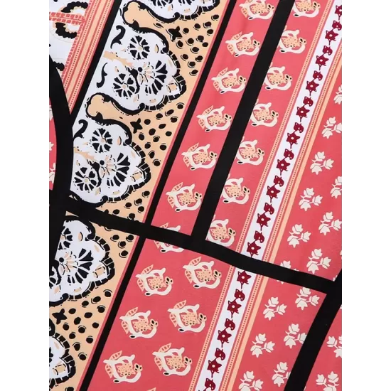 Long Sleeve Ethnic Print Round-Neck Zipper Wetsuit Long Sleeve Ethnic Print Round-Neck Zipper Wetsuit