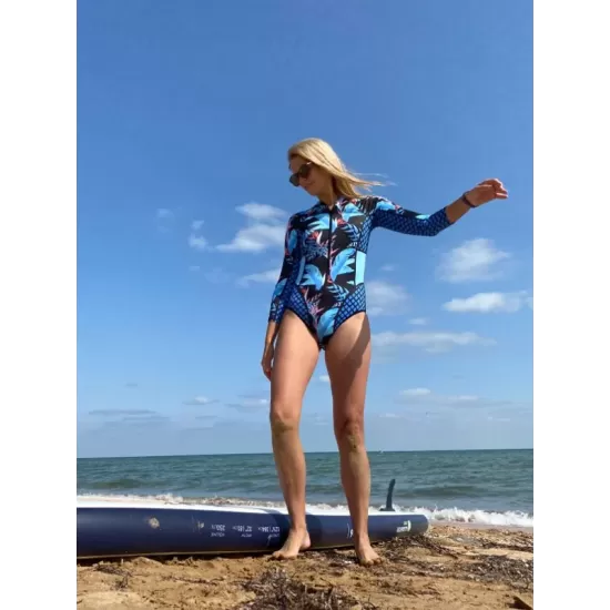 Rash Guard Floral Zipper Tight One-Piece Wetsuit Swimwear Rash Guard Floral Zipper Tight One-Piece Wetsuit Swimwear