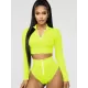 Rash Guard Tulle Long Sleeves High-Waisted Zipper Bikini Wetsuit Swimwear Rash Guard Tulle Long Sleeves High-Waisted Zipper Bikini Wetsuit Swimwear