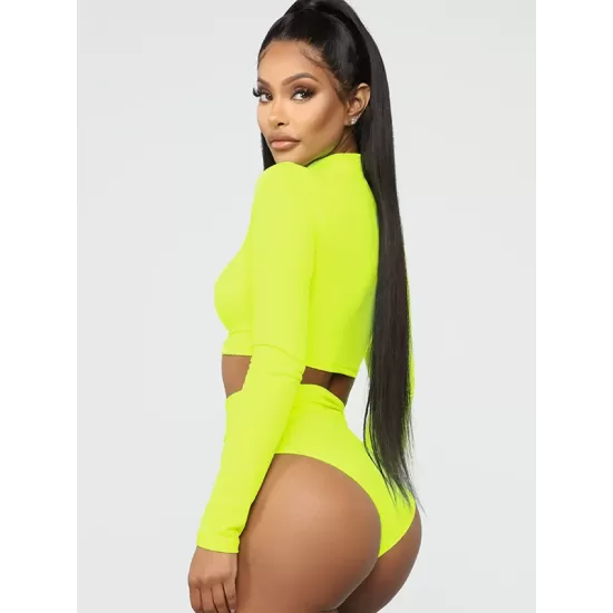 Rash Guard Tulle Long Sleeves High-Waisted Zipper Bikini Wetsuit Swimwear Rash Guard Tulle Long Sleeves High-Waisted Zipper Bikini Wetsuit Swimwear