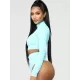 Rash Guard Tulle Long Sleeves High-Waisted Zipper Bikini Wetsuit Swimwear Rash Guard Tulle Long Sleeves High-Waisted Zipper Bikini Wetsuit Swimwear