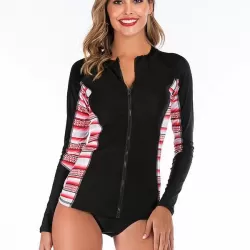 Stripe Zipper Two Pieces Wetsuit
