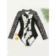 Long Sleeve Color-Block Floral Zipper Rash Guard Long Sleeve Color-Block Floral Zipper Rash Guard