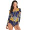 Ethnic Print Long Sleeves Split Wetsuit