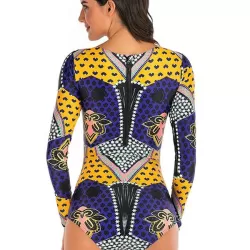 Ethnic Print Long Sleeves Split Wetsuit