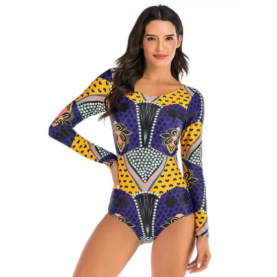 Ethnic Print Long Sleeves Split Wetsuit Ethnic Print Long Sleeves Split Wetsuit