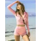 Long Sleeve Zipper Padded High-Waisted Split Rash Guard Swimwear Long Sleeve Zipper Padded High-Waisted Split Rash Guard Swimwear