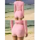 Long Sleeve Zipper Padded High-Waisted Split Rash Guard Swimwear Long Sleeve Zipper Padded High-Waisted Split Rash Guard Swimwear