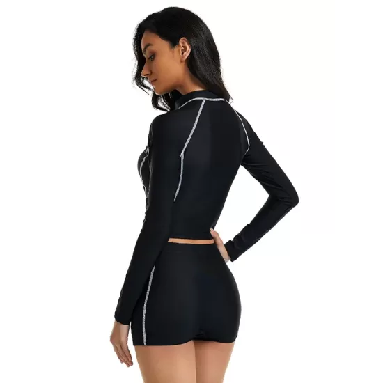 Long Sleeves Solid Color High-Waisted Split Wetsuits Long Sleeves Solid Color High-Waisted Split Wetsuits
