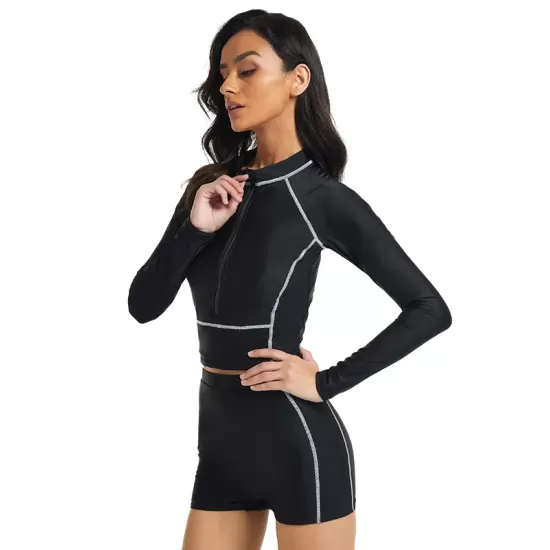 Long Sleeves Solid Color High-Waisted Split Wetsuits Long Sleeves Solid Color High-Waisted Split Wetsuits