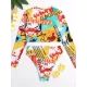Long Sleeve Print Zipper Wetsuit High-Waisted Split Rash Guards Long Sleeve Print Zipper Wetsuit High-Waisted Split Rash Guards