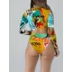 Long Sleeve Print Zipper Wetsuit High-Waisted Split Rash Guards Long Sleeve Print Zipper Wetsuit High-Waisted Split Rash Guards