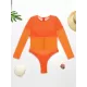 Solid Color See-Through Gauze Split-Joint Long Sleeve One-Piece Wetsuit Solid Color See-Through Gauze Split-Joint Long Sleeve One-Piece Wetsuit