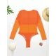 Solid Color See-Through Gauze Split-Joint Long Sleeve One-Piece Wetsuit Solid Color See-Through Gauze Split-Joint Long Sleeve One-Piece Wetsuit