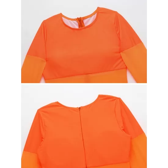 Solid Color See-Through Gauze Split-Joint Long Sleeve One-Piece Wetsuit Solid Color See-Through Gauze Split-Joint Long Sleeve One-Piece Wetsuit