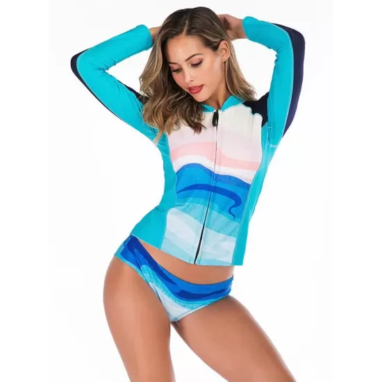 Contrast Trim Zipper Two Pieces Wetsuit Contrast Trim Zipper Two Pieces Wetsuit