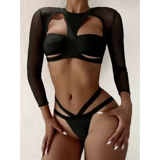 Long Sleeve Hollow Bralette Brazilian Wetsuit Long Sleeve Hollow Bralette Brazilian Wetsuit