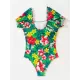 Square-Neck Puff Sleeves Floral Sexy Slim Fashin One-Piece Wetsuit Swimwear Square-Neck Puff Sleeves Floral Sexy Slim Fashin One-Piece Wetsuit Swimwear