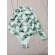 Floral Print Long Sleeve Hollow Zipper One-Piece Swimwear Floral Print Long Sleeve Hollow Zipper One-Piece Swimwear