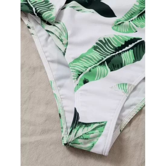 Floral Print Long Sleeve Hollow Zipper One-Piece Swimwear Floral Print Long Sleeve Hollow Zipper One-Piece Swimwear