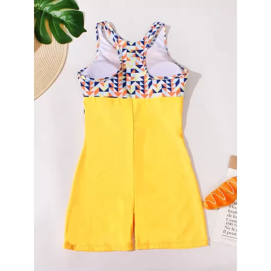 Zipper Contrast Color Split-Joint One-Piece Swimsuit Zipper Contrast Color Split-Joint One-Piece Swimsuit