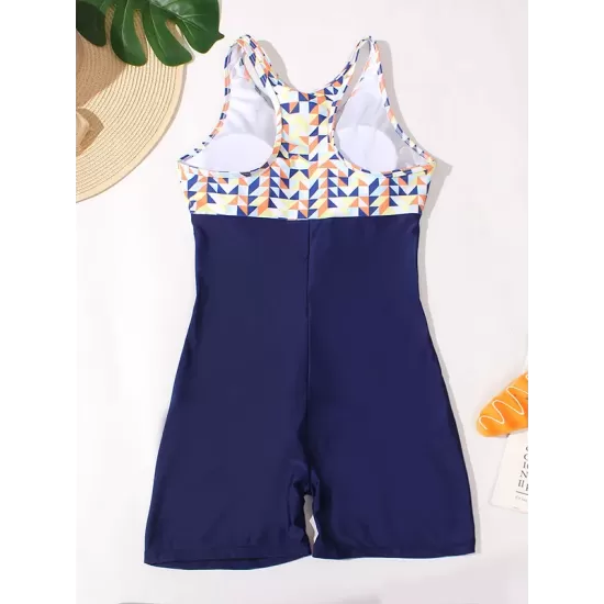 Zipper Contrast Color Split-Joint One-Piece Swimsuit Zipper Contrast Color Split-Joint One-Piece Swimsuit