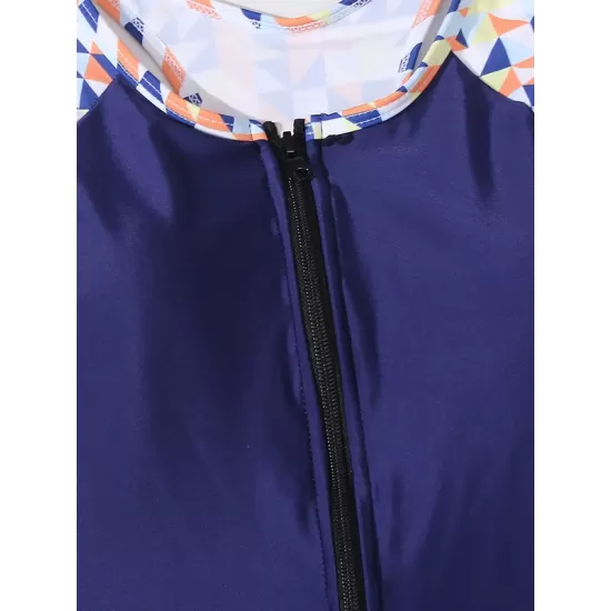 Zipper Contrast Color Split-Joint One-Piece Swimsuit Zipper Contrast Color Split-Joint One-Piece Swimsuit