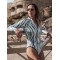 Padded Skinny Contrast Color Printed Zipper Round-Neck Wetsuits