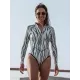 Padded Skinny Contrast Color Printed Zipper Round-Neck Wetsuits Padded Skinny Contrast Color Printed Zipper Round-Neck Wetsuits