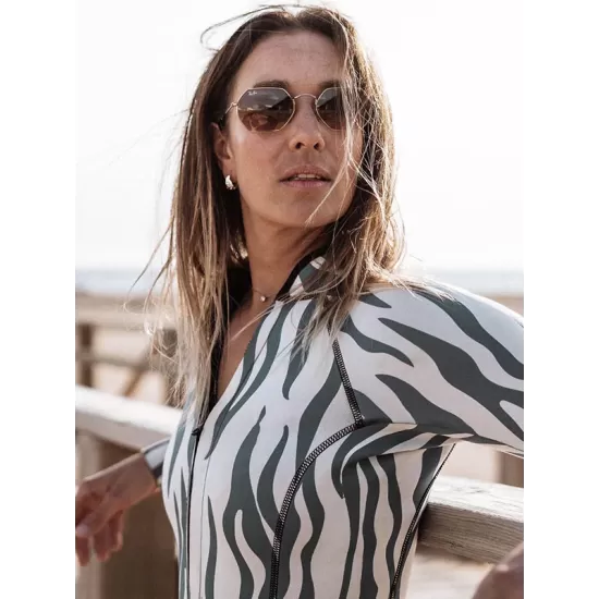 Padded Skinny Contrast Color Printed Zipper Round-Neck Wetsuits Padded Skinny Contrast Color Printed Zipper Round-Neck Wetsuits
