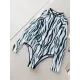 Padded Skinny Contrast Color Printed Zipper Round-Neck Wetsuits Padded Skinny Contrast Color Printed Zipper Round-Neck Wetsuits