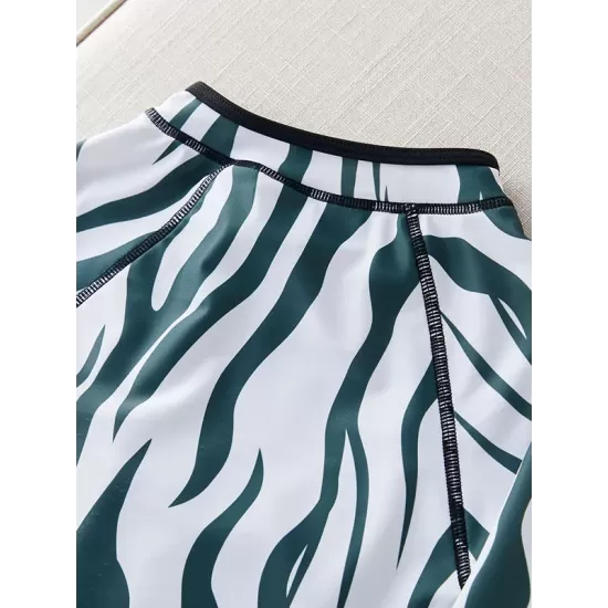 Padded Skinny Contrast Color Printed Zipper Round-Neck Wetsuits Padded Skinny Contrast Color Printed Zipper Round-Neck Wetsuits