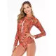 Floral Printed Zipper Collar Wetsuit Floral Printed Zipper Collar Wetsuit