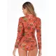 Floral Printed Zipper Collar Wetsuit Floral Printed Zipper Collar Wetsuit
