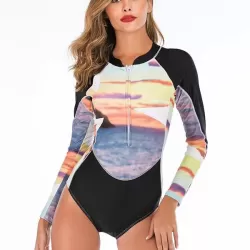 Contrast Zipper Collar One Piece Wetsuit