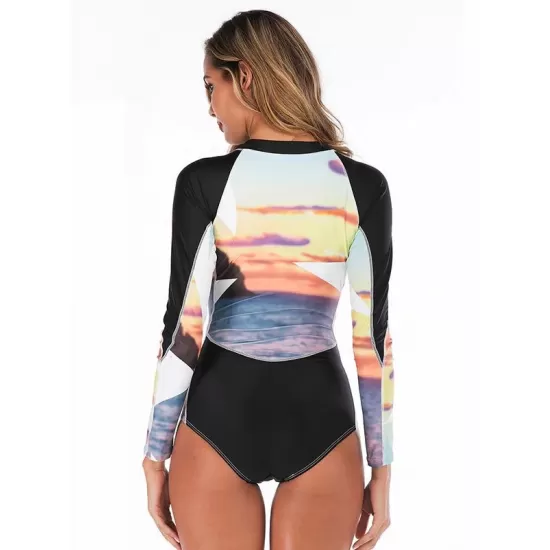 Contrast Zipper Collar One Piece Wetsuit Contrast Zipper Collar One Piece Wetsuit