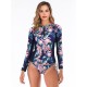 Floral Printing Strappy Waist Two Pieces Wetsuit Floral Printing Strappy Waist Two Pieces Wetsuit