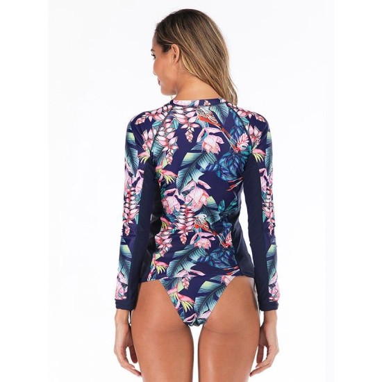Floral Printing Strappy Waist Two Pieces Wetsuit Floral Printing Strappy Waist Two Pieces Wetsuit