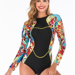 Contrast Back Zipper One Piece Wetsuit