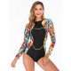 Contrast Back Zipper One Piece Wetsuit Contrast Back Zipper One Piece Wetsuit