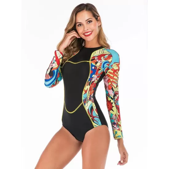 Contrast Back Zipper One Piece Wetsuit Contrast Back Zipper One Piece Wetsuit