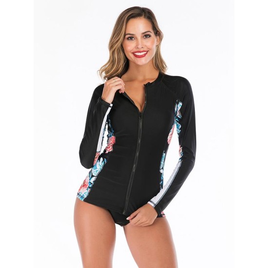 Long Sleeve Floral Printing Two-Piece Wetsuit Long Sleeve Floral Printing Two-Piece Wetsuit